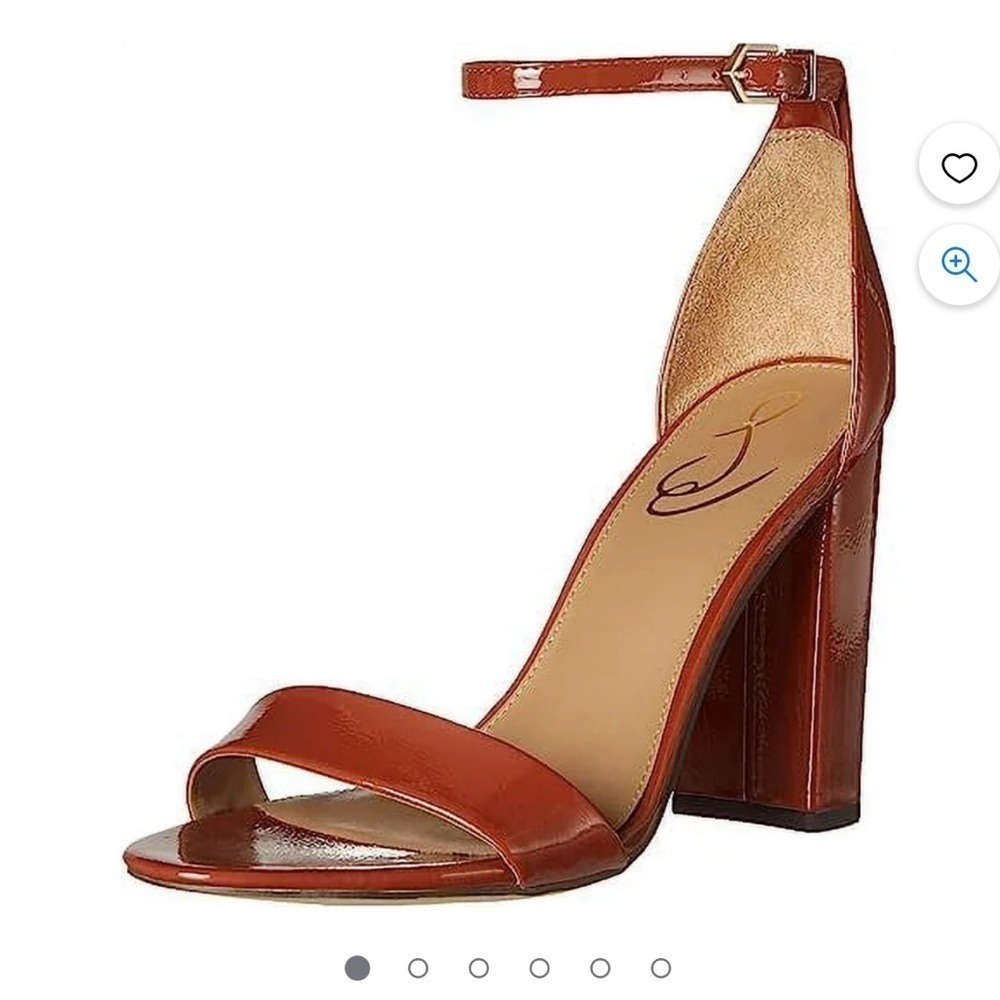 Sam Edelman Yaro Rust Brown Patent Block Heel Sandals size 10